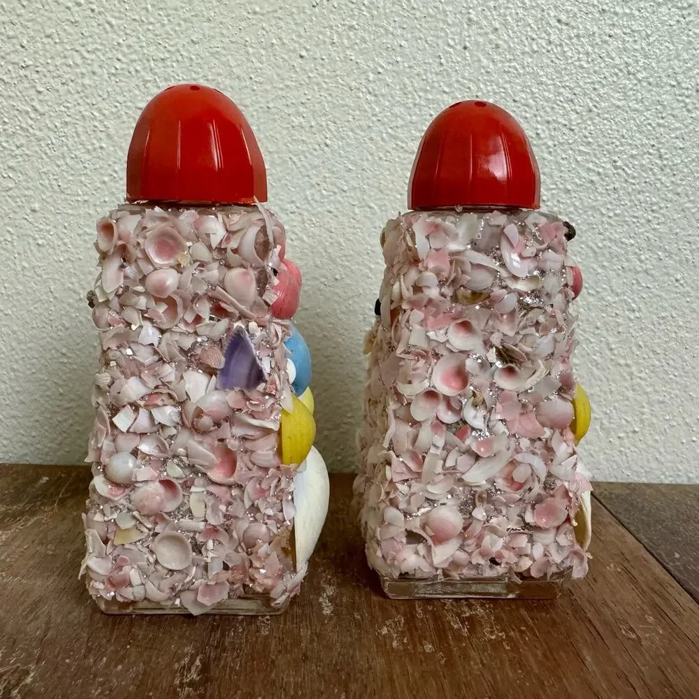 Vintage‎ MCM Anchor Hocking Glass Sea Shell Salt and Pepper Shakers INDIANA